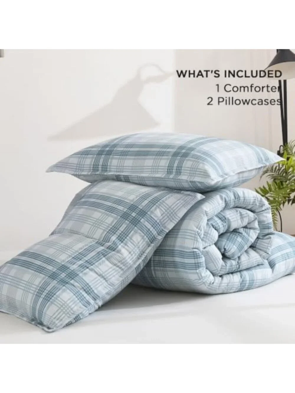Cozy Blue Plaid Comforter Set Full Size | Gingham Checkered Bedding Ensemble